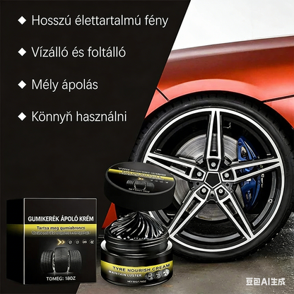 ✨ Gumiápoló – visszaadja a fekete fényt, blokkolja az UV-sugarakat, taszítja a szennyeződéseket. Gyors és egyszerű! 🚗