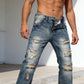 👖🔥Férfi karcsúsított egyenes szakadt farmer