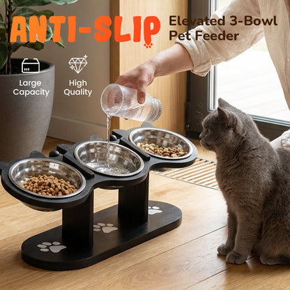 🐾Csúszásgátló, háromtálcás állateledel-adagoló 🥣