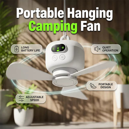 🌬️ Újratölthető mennyezeti ventilátor LED lámpákkal – Hűvös és világos bárhol ✨