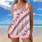 Women Plus Size Two Piece Swimsuit Skirt with Boyshorts Printed Tankini Set